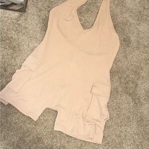 Beige Halter Neck Romper